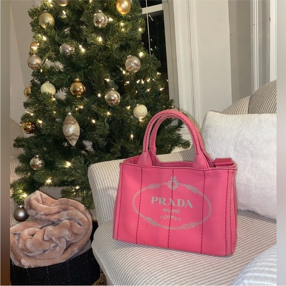 Prada Pink Canvas Canapa Tote Bag - Picture 1 of 16